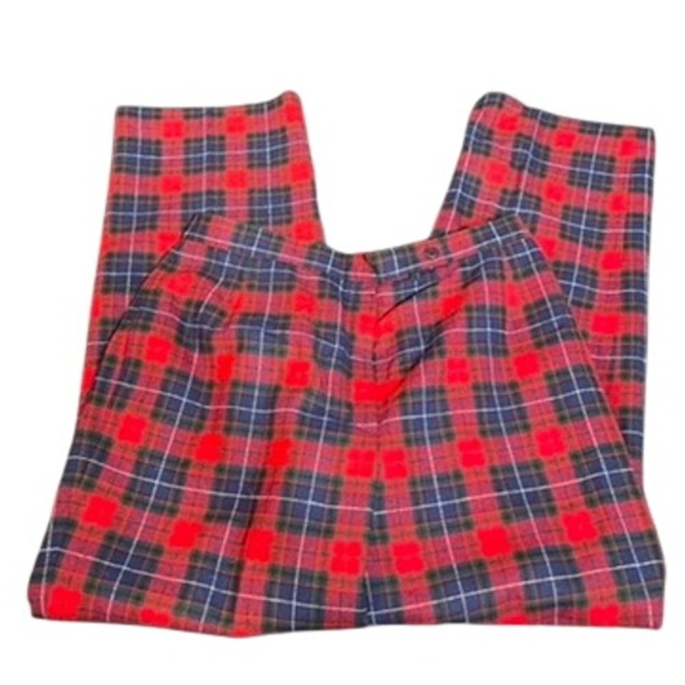 Pendleton Petite Manson Tartan Plaid Wool Pants Red Navy Green Vintage Size 16P